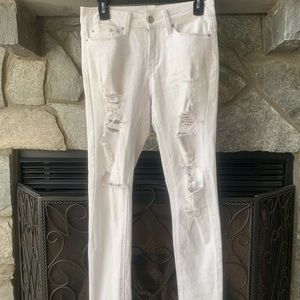White ripped jeans